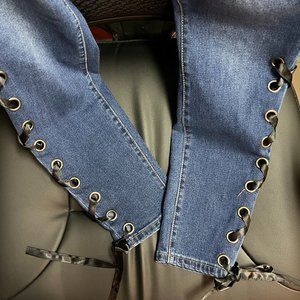 Women's New York & Co Blue Jeans Size 10 with Ribbons on side of legs
